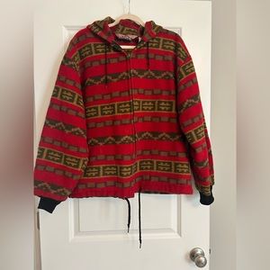 Vintage 90s Wool Blend Patterned Full Zip Jacket
